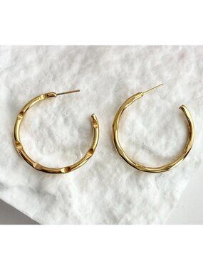 Imprinted Gold Toned 80's Style Hoops Costume Jewelry Hoops